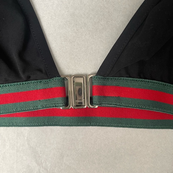 LAST DAY! AUTHENTIC GUCCI TWO PIECE VINTAGE BLACK BIKINI WITH WEB ACCENT - Picture 6 of 10